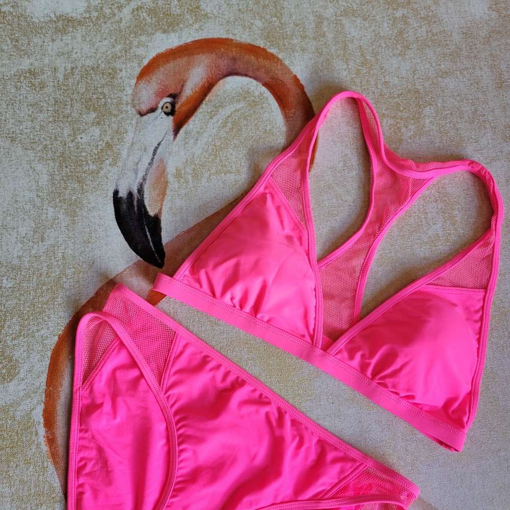NWOT Juicy Couture Sport Racerback Bikini Mesh Hot Pink Medium